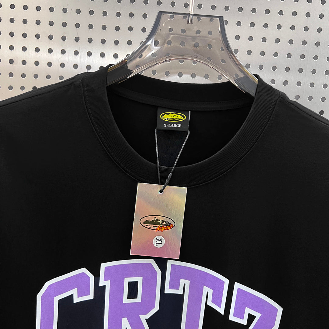 Corteiz CRTZ Arch Logo Oversized Tee – Black/Purple