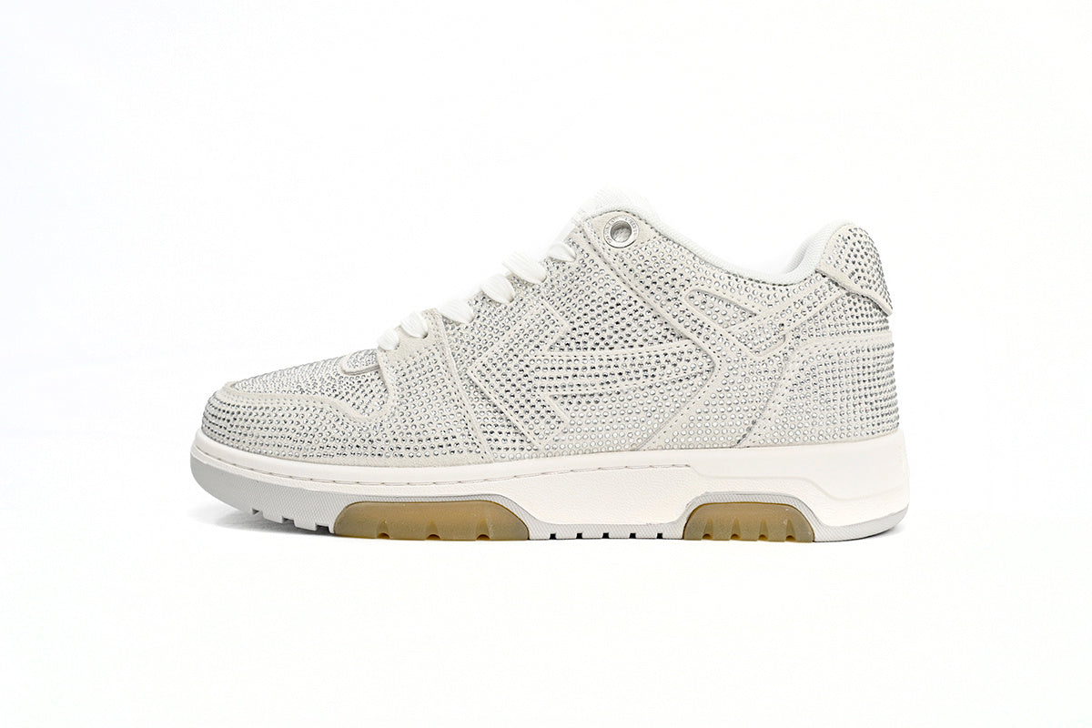 Off White Out Of Office OOO Low Tops Silver Strass OMIA189S23LEA0080101
